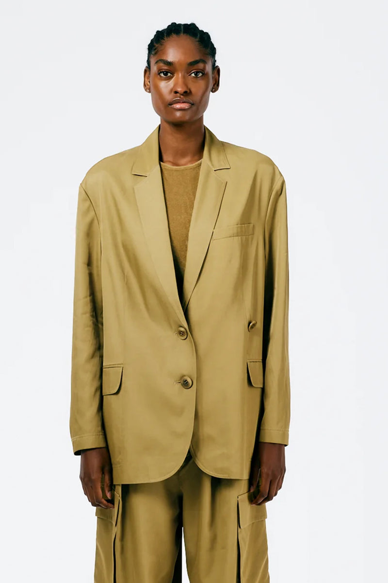 TIBI Drapey Suiting Cotton Liam Blazer