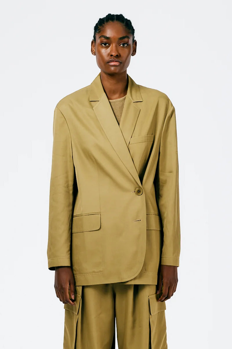 TIBI Drapey Suiting Cotton Liam Blazer