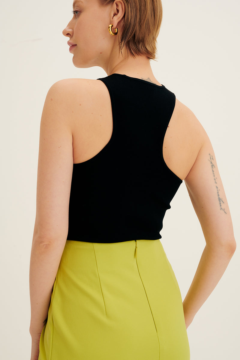 Tibi Structured Knit Pencil Skirt Green