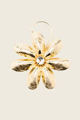 Area Crystal Mussel Flower Earring Gold