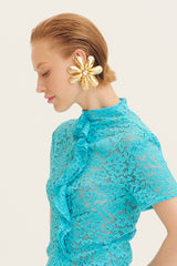 Crystal Mussel Flower Earring