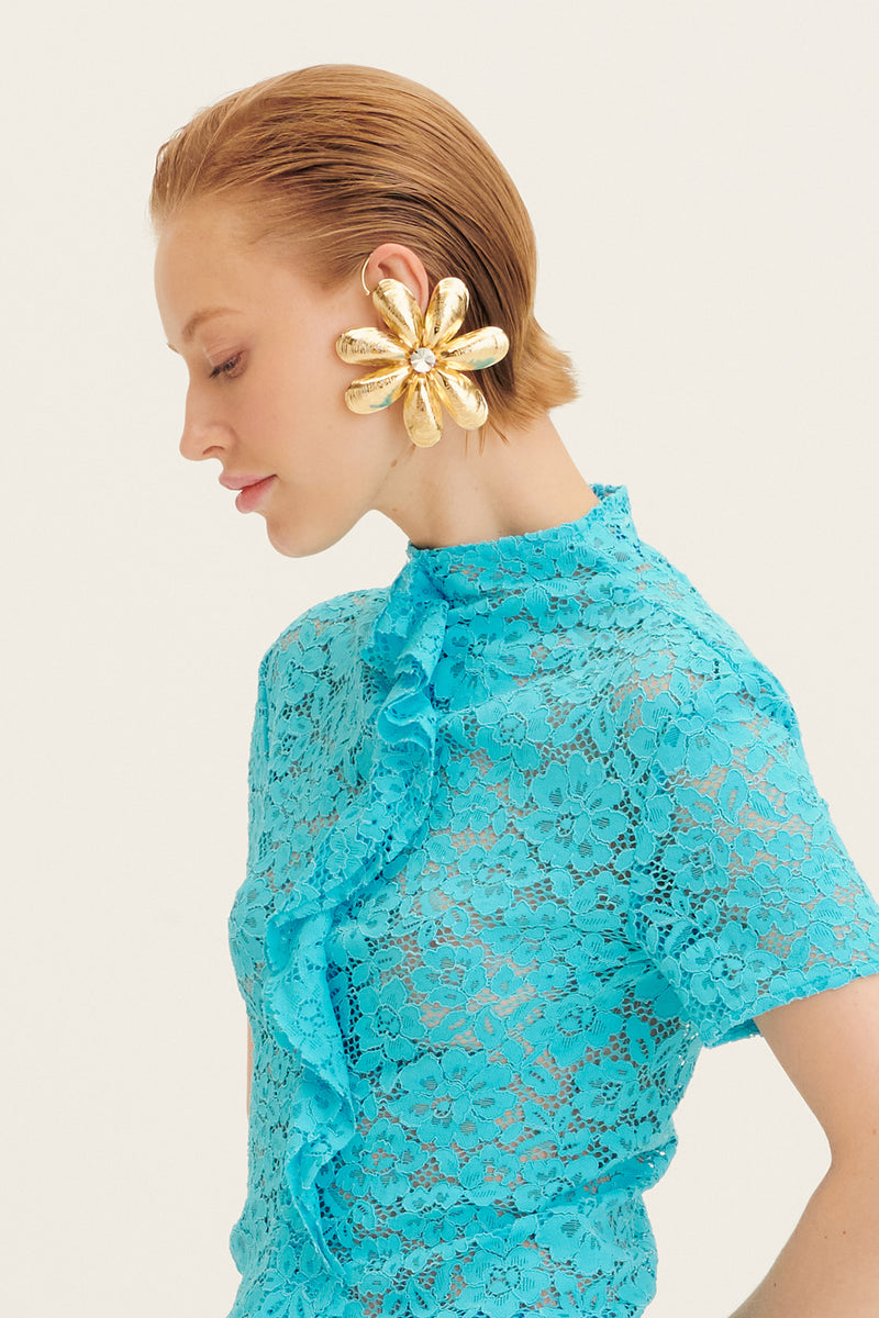 Crystal Mussel Flower Earring