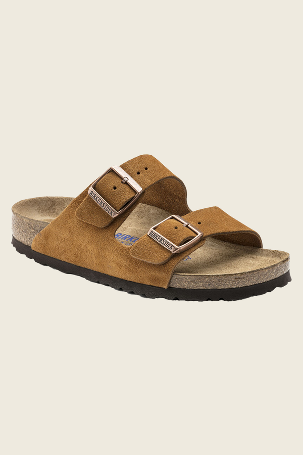 Arizona Suede Leather Sandals in Mink