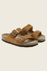 Arizona Suede Leather Sandals in Mink