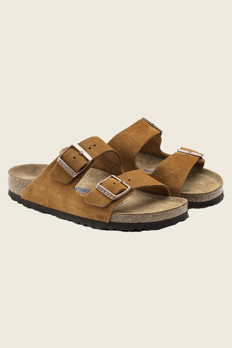 Arizona Suede Leather Sandals in Mink