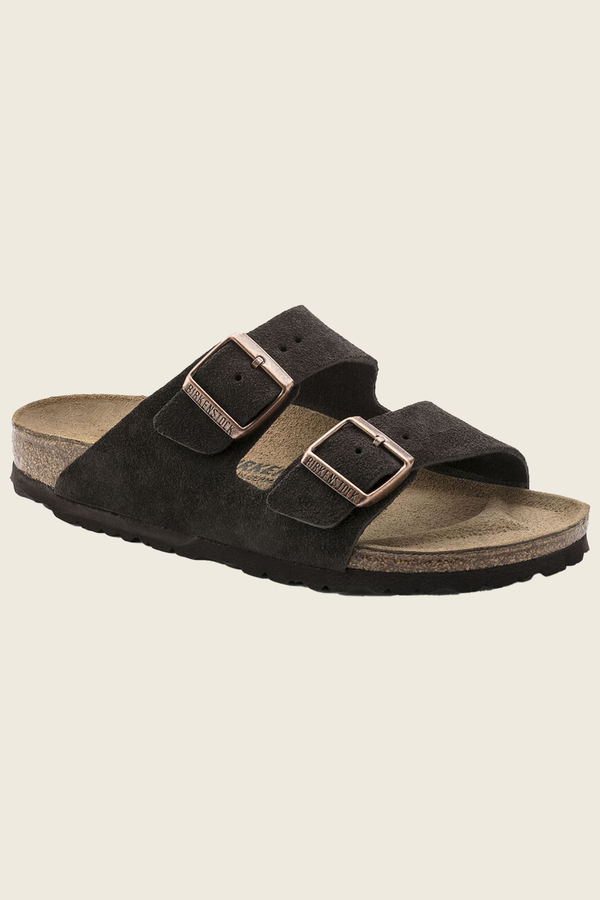 Arizona Suede Leather Sandals in Mocha
