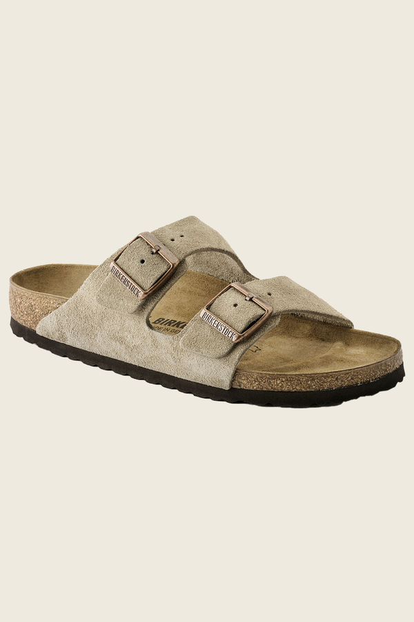 Arizona Suede Leather Sandals in Taupe