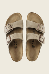 Arizona Suede Leather Sandals in Taupe