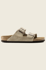 Arizona Suede Leather Sandals in Taupe