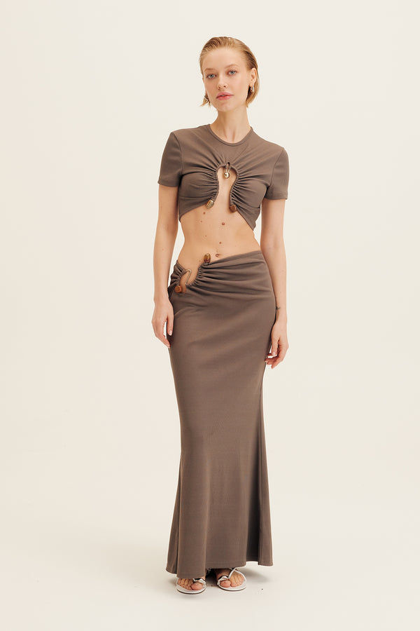 Christopher Esber Cinder Ruched Distort Quartz Skirt