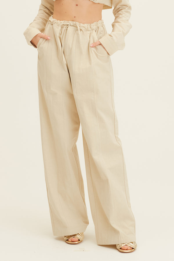 Sand Multi Panelled Cotton Pant