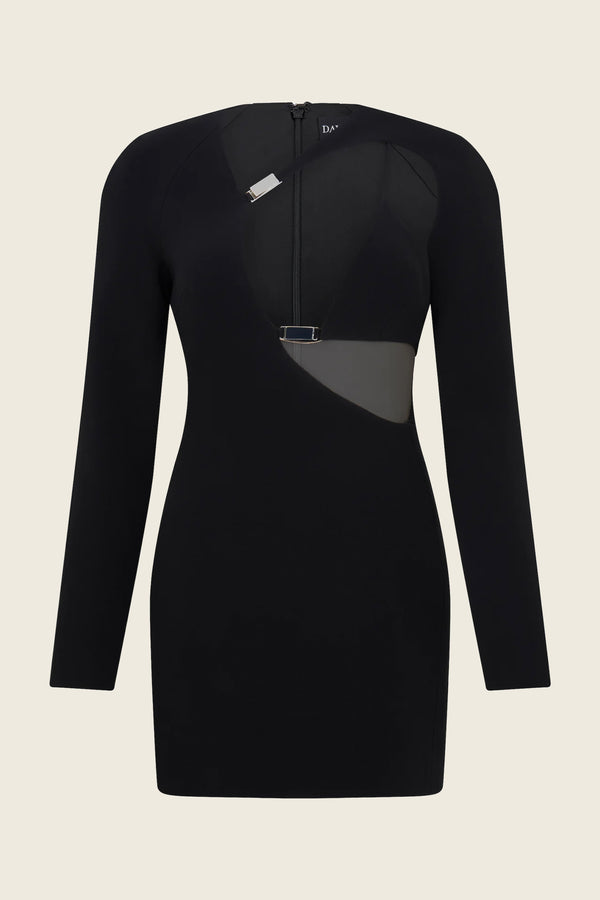 Cutout Bra Long Sleeve Mini Dress
