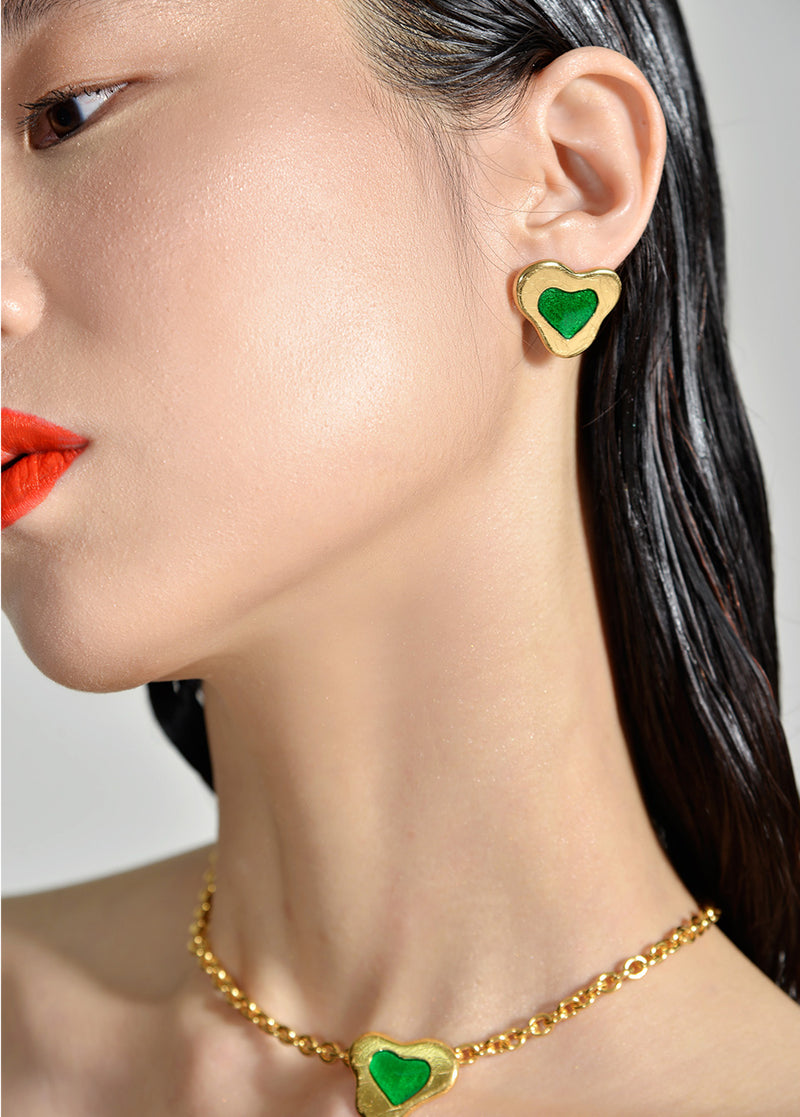 Green Love Earrings
