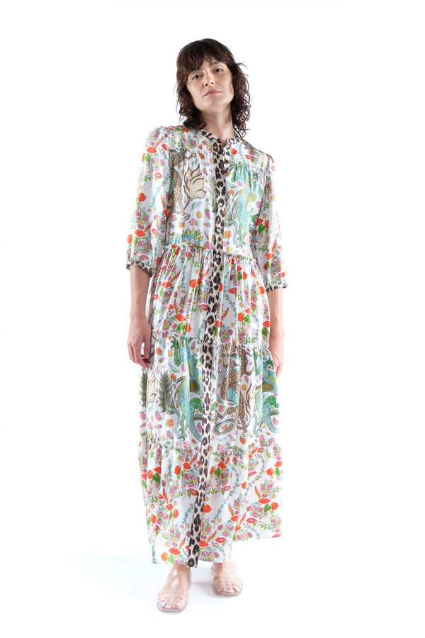 La Prestic Ouiston Flore Mix Dragons Maroc Blanc Dress