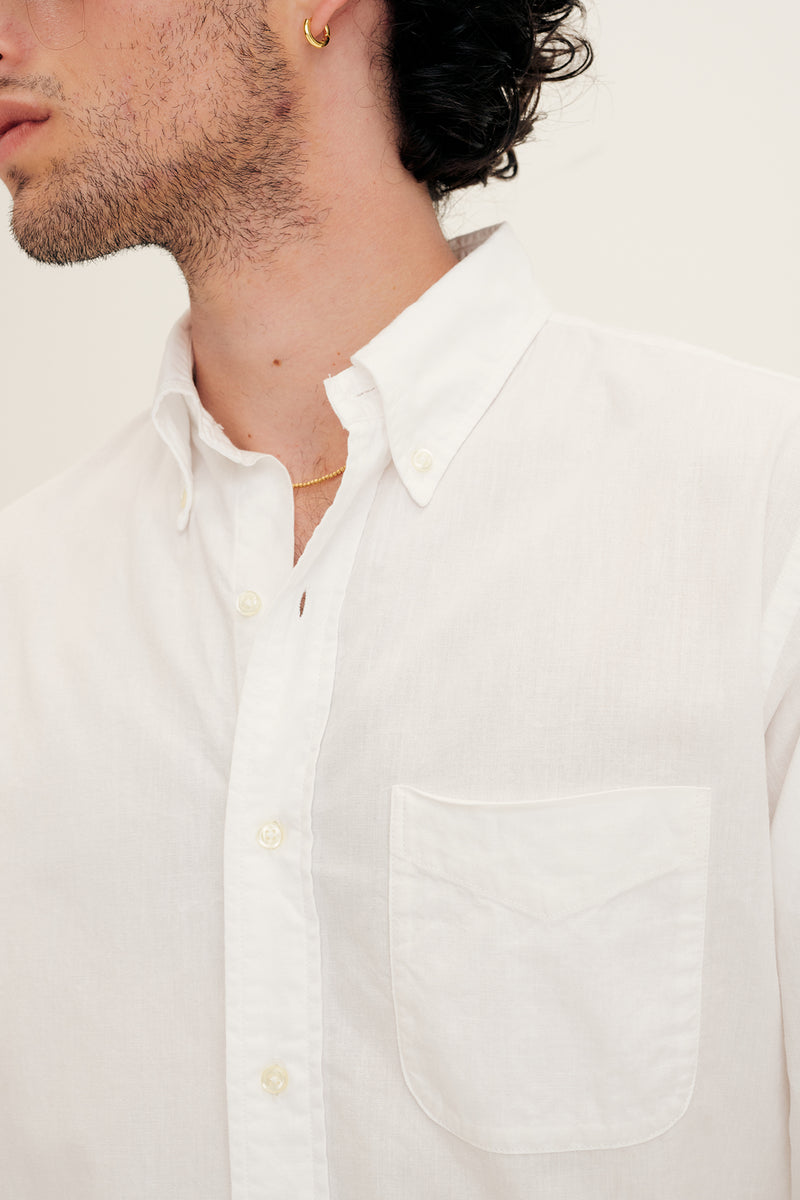 Orslow Chambray Button Down Shirt White