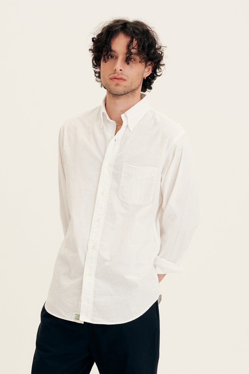 Orslow Chambray Button Down Shirt White