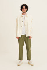 100 Cotton Long Woven Drawstring Pants Olive