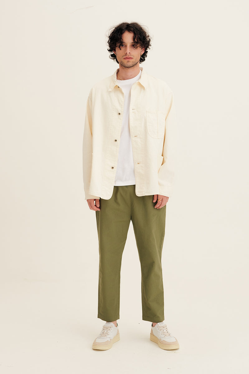 100 Cotton Long Woven Drawstring Pants Olive