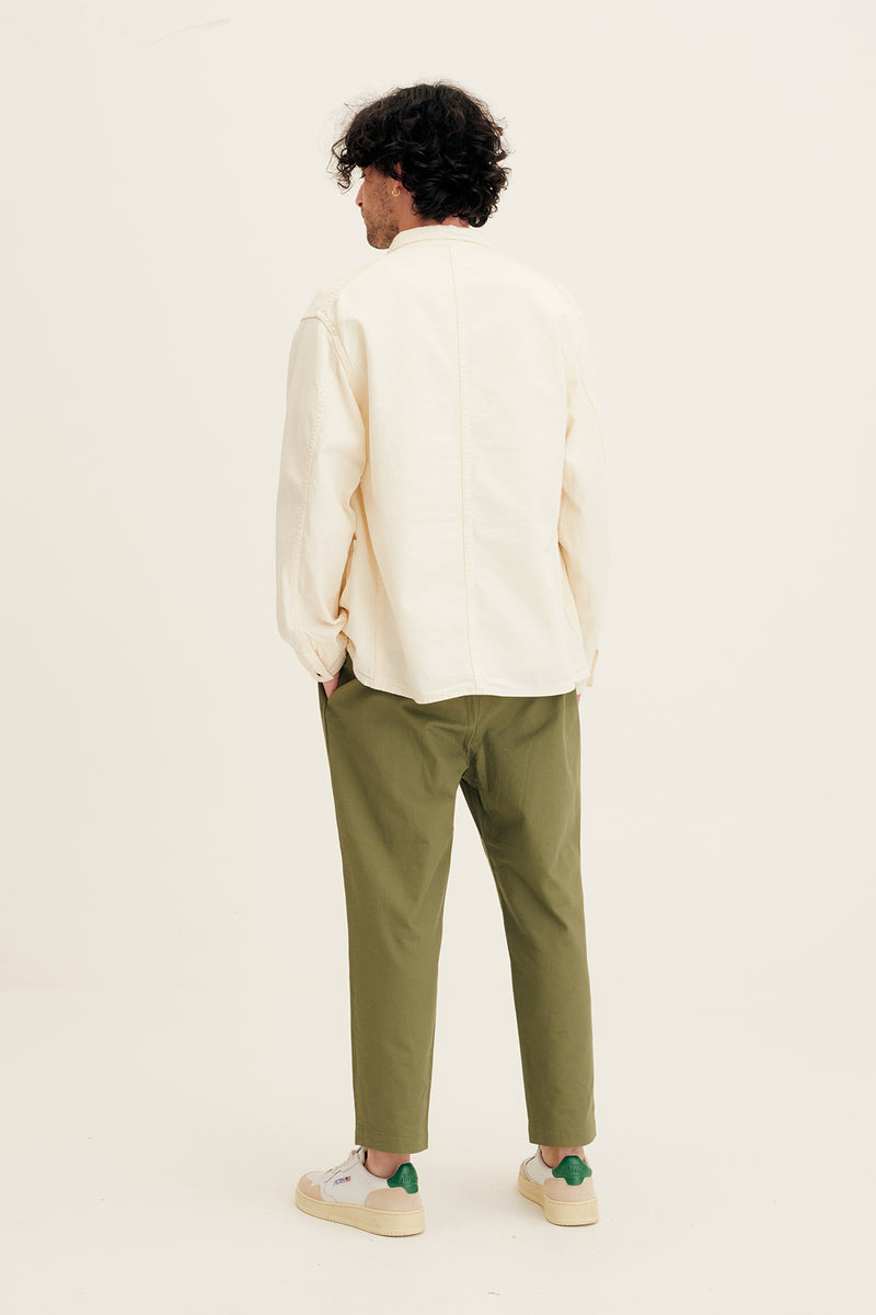 100 Cotton Long Woven Drawstring Pants Olive