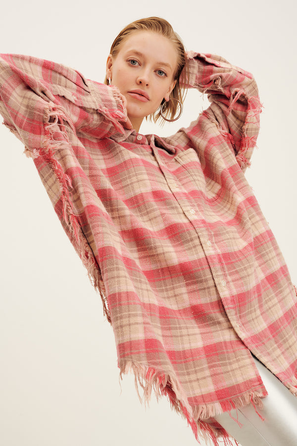 Shredded Seam Drop Neck Shirt