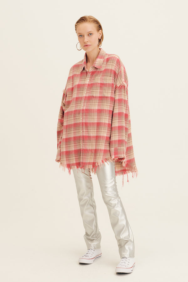 Shredded Seam Drop Neck Shirt