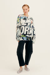 Spring Oversized Graffiti Sweater