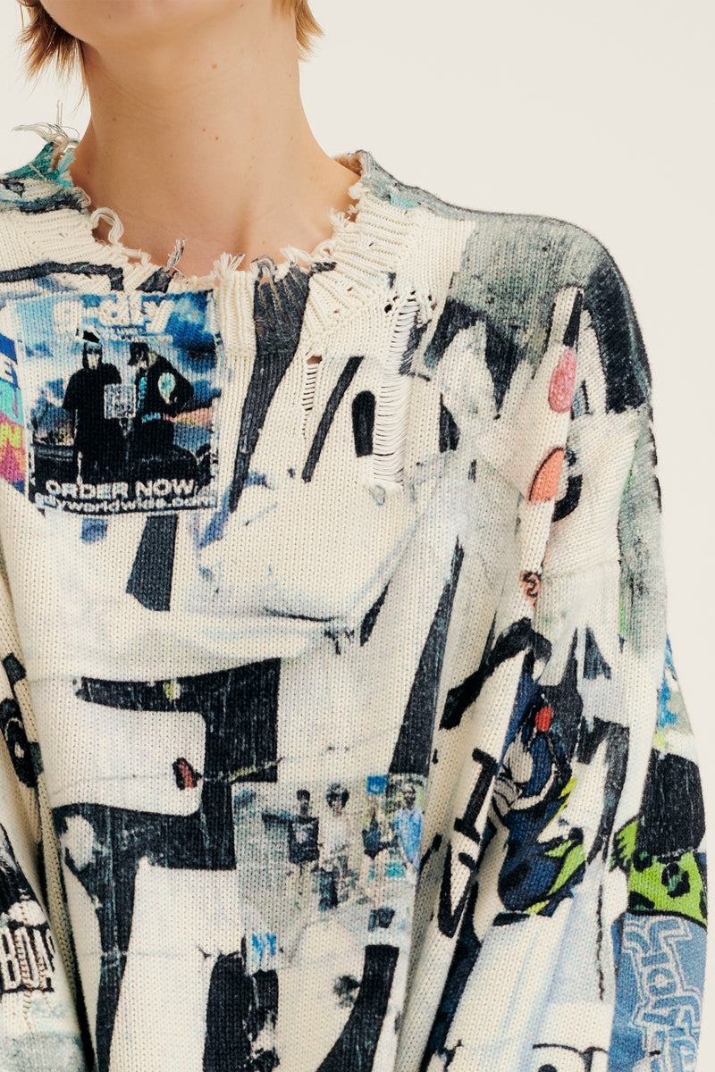 Spring Oversized Graffiti Sweater