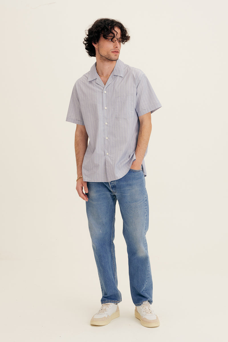 Cotton Striped Shirt in Blue