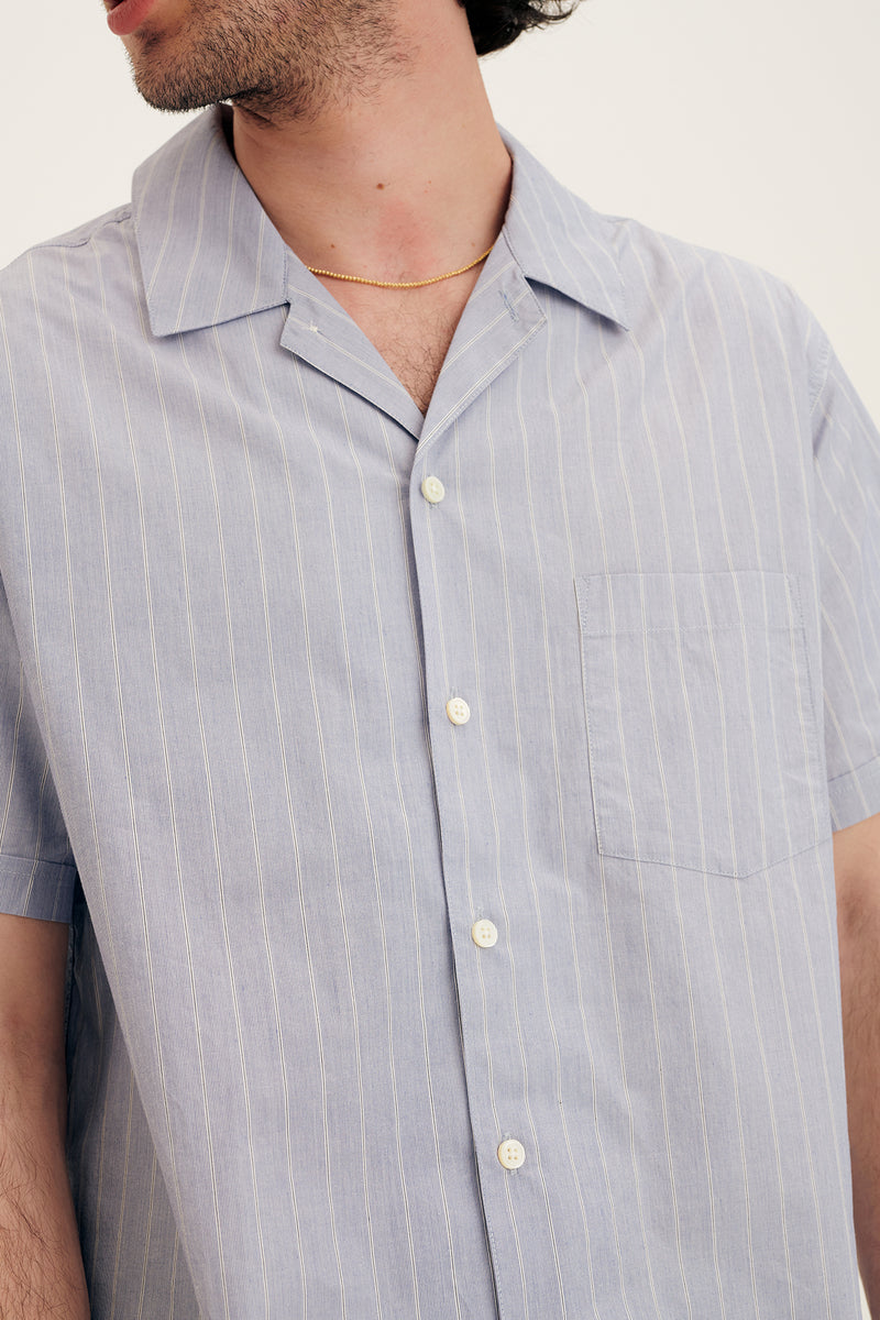 Cotton Striped Shirt in Blue