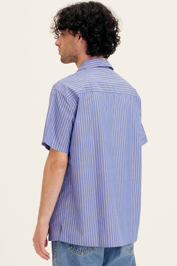 Cotton Striped Shirt in Navy