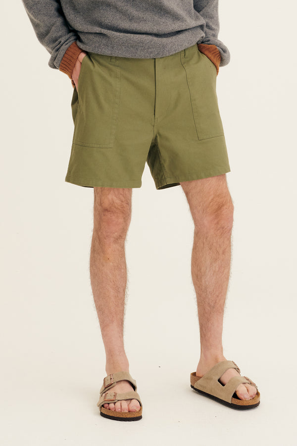 RHLA 100 Cotton Woven Easy Shorts Olive