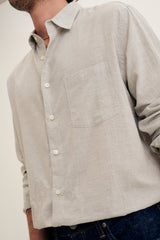 Cotton Long Sleeve Solid Shirt in Gray
