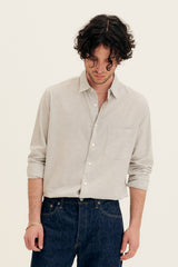 Cotton Long Sleeve Solid Shirt in Gray