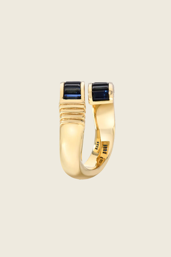 Retrouvai Blue Sapphire Baguette Wrap Ring
