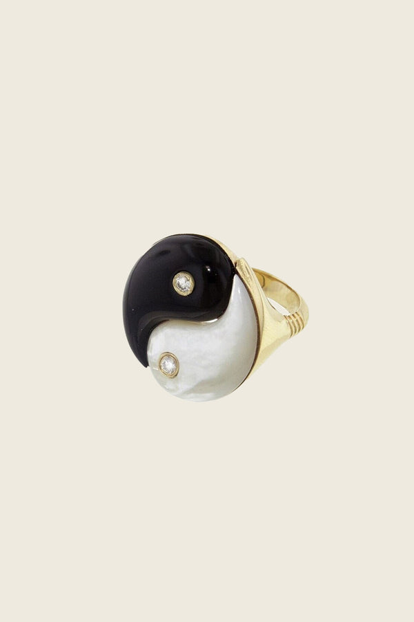 Retrouvai Double Stone Yin Yang Ring
