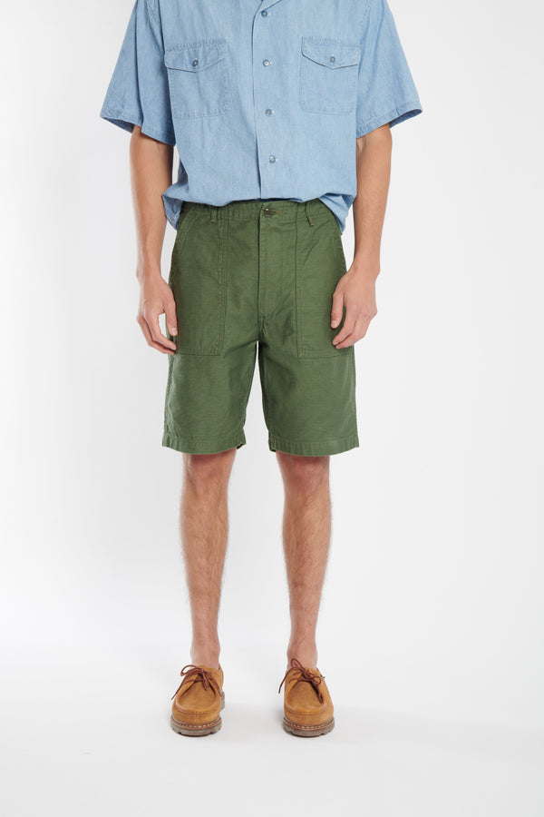 green army fatigue shorts.