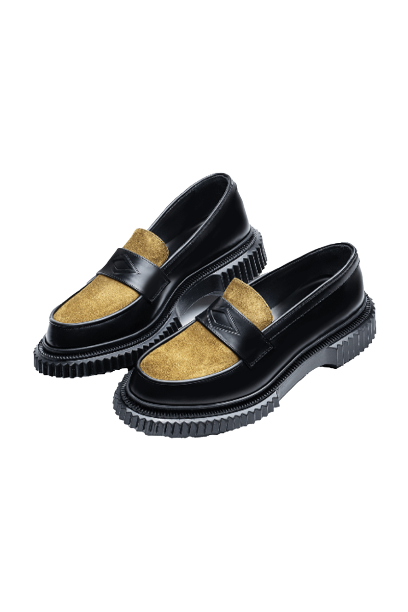 Polished Leather and Suede Loafer w Injected TPU Rubber Sole
