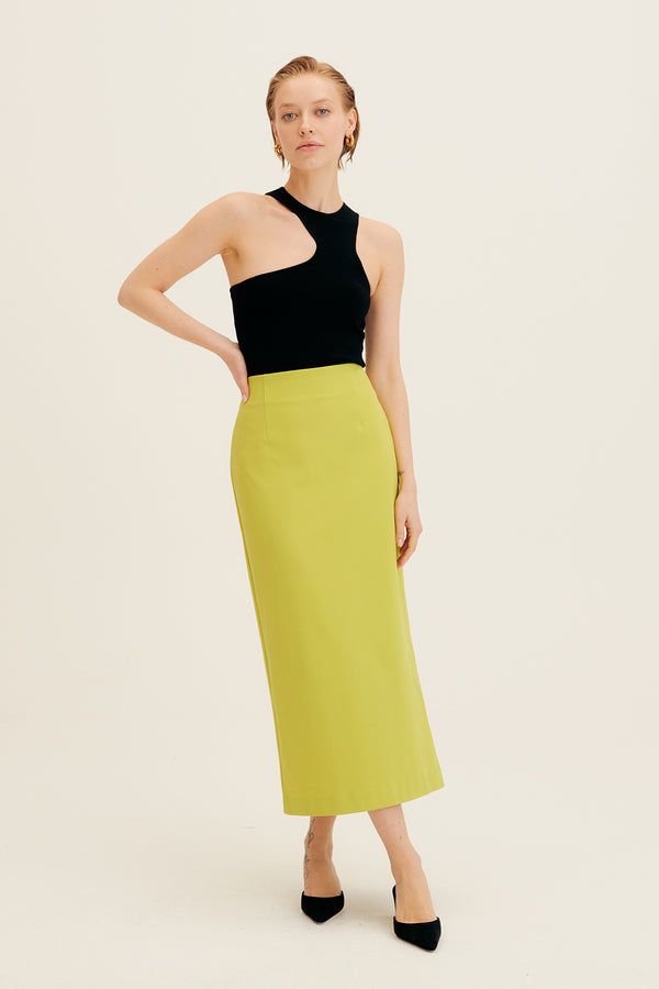 Tibi Structured Knit Pencil Skirt Green