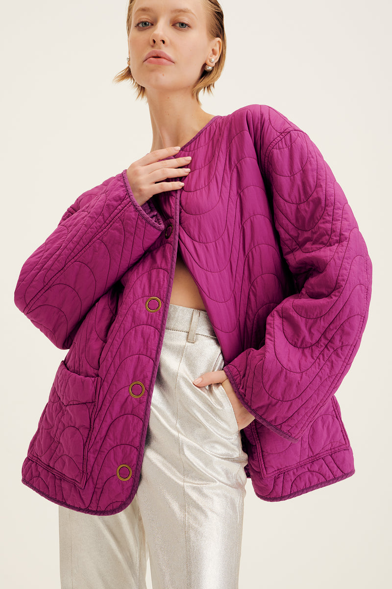 Viscose Matelassé Reversible Bomber Jacket