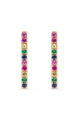 SHAIN LEYTON EARRINGS 14K Gold Large Rainbow Stick Studs Image