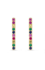 SHAIN LEYTON EARRINGS 14K Gold Large Rainbow Stick Studs Image