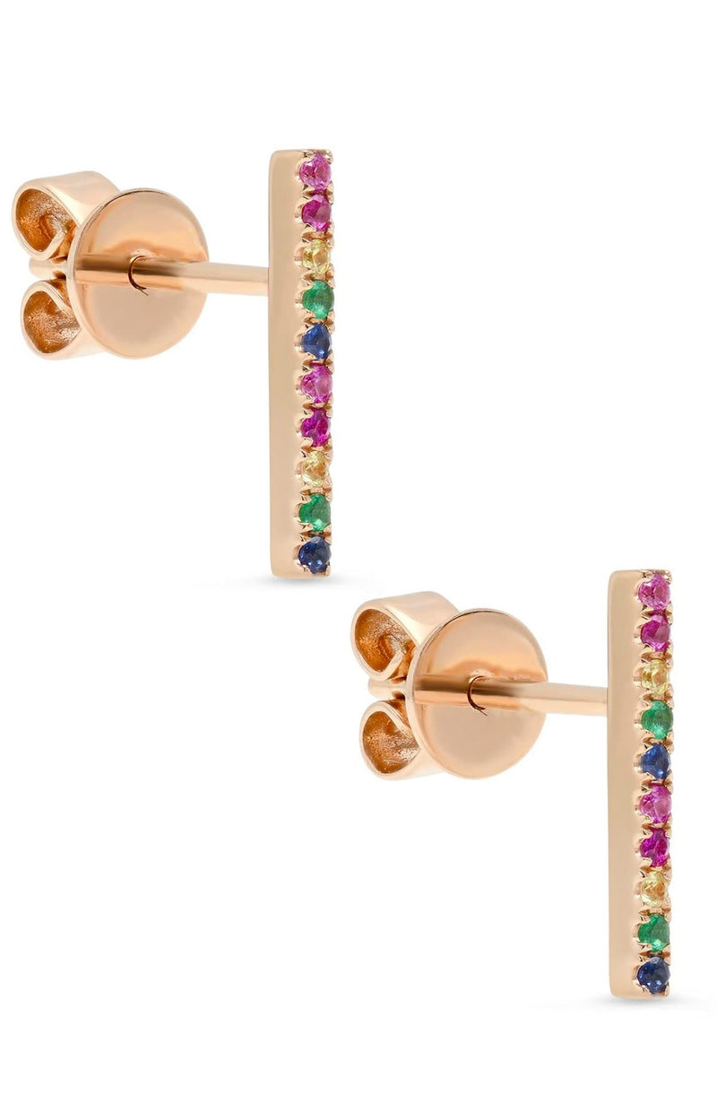 SHAIN LEYTON EARRINGS ROSE GOLD / O/SZ 14K Gold Large Rainbow Stick Studs Image