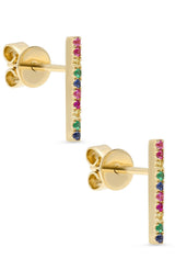 SHAIN LEYTON EARRINGS YELLOW GOLD / O/SZ 14K Gold Large Rainbow Stick Studs Image