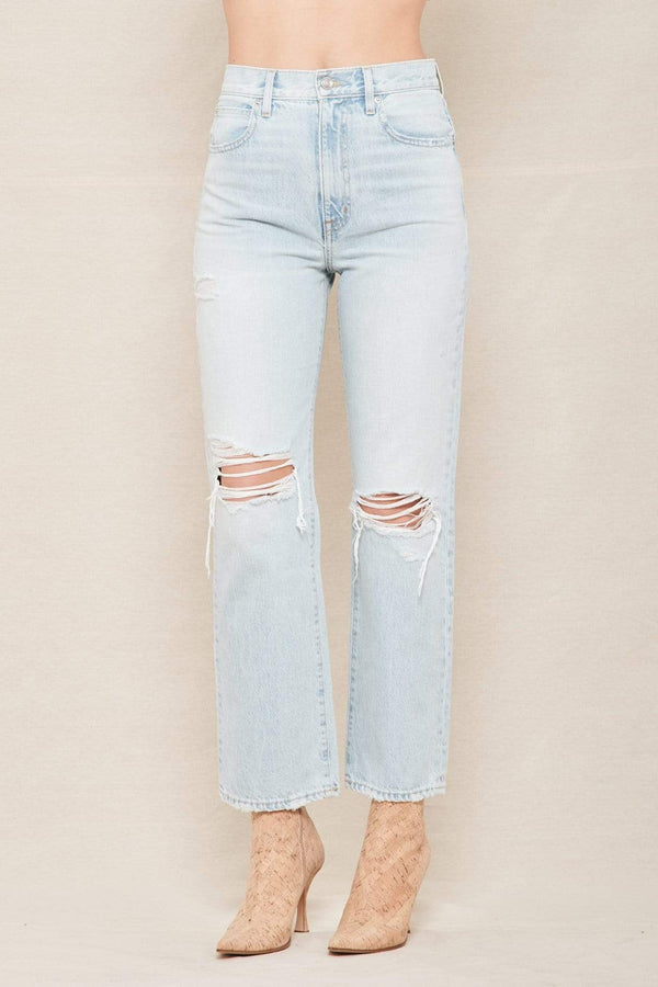 SLVRLAKE DENIM WOMENS DENIM London Ankle Rigid High-Rise Straight-Leg Jeans Image