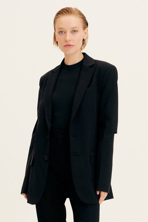 Tropical Wool Cutout Sleeve Marlon Blazer