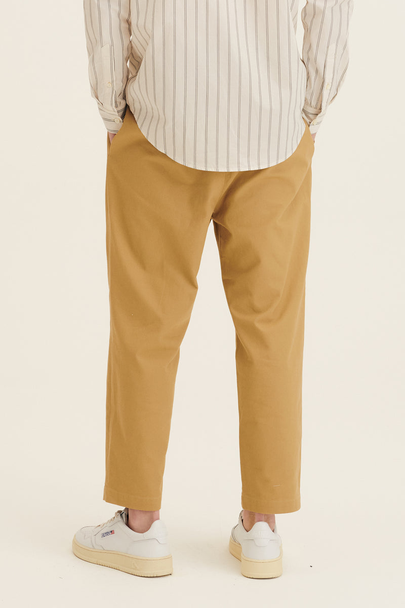100 Cotton Long Woven Drawstring Pants Khaki