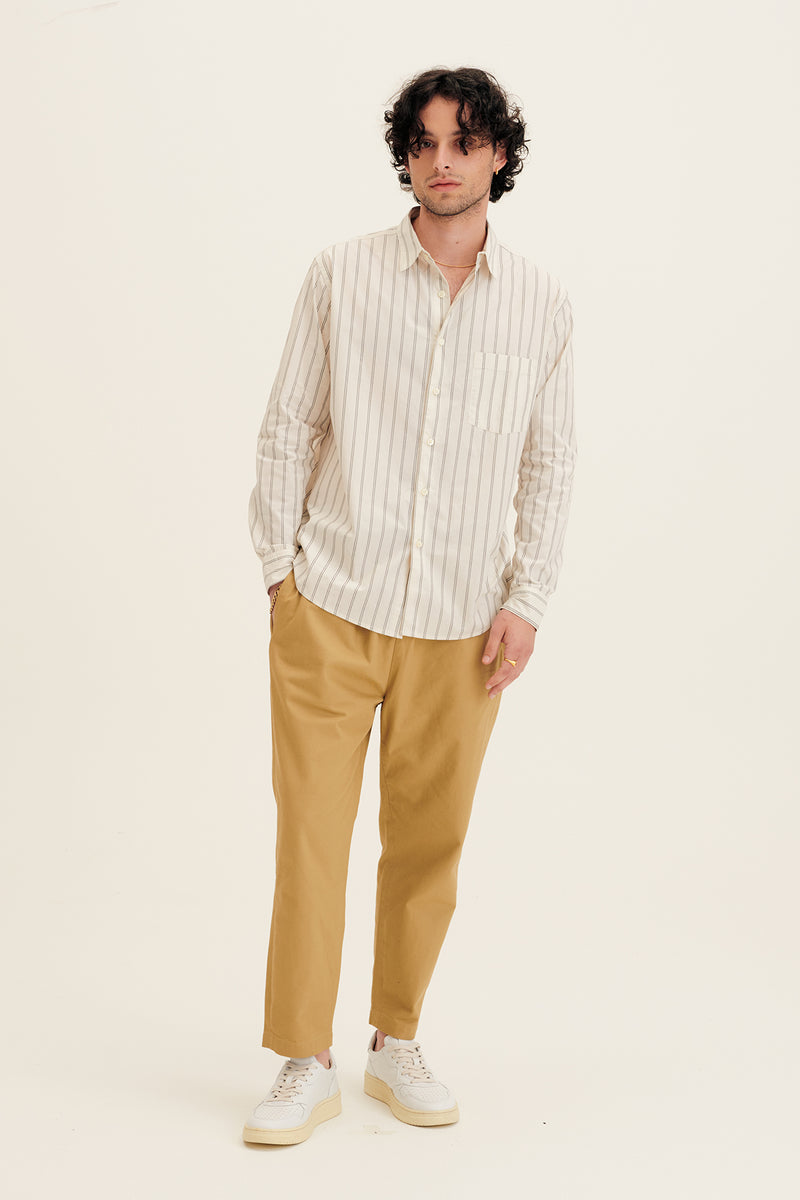 100 Cotton Long Woven Drawstring Pants Khaki